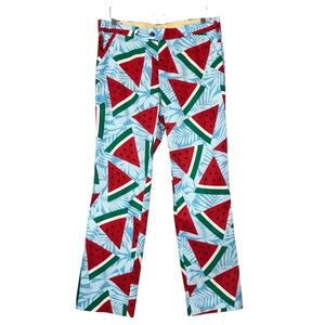 Loudmouth Funny Golf Pants Colourful Flamboyant Watermelon Red Green Men's 34/32